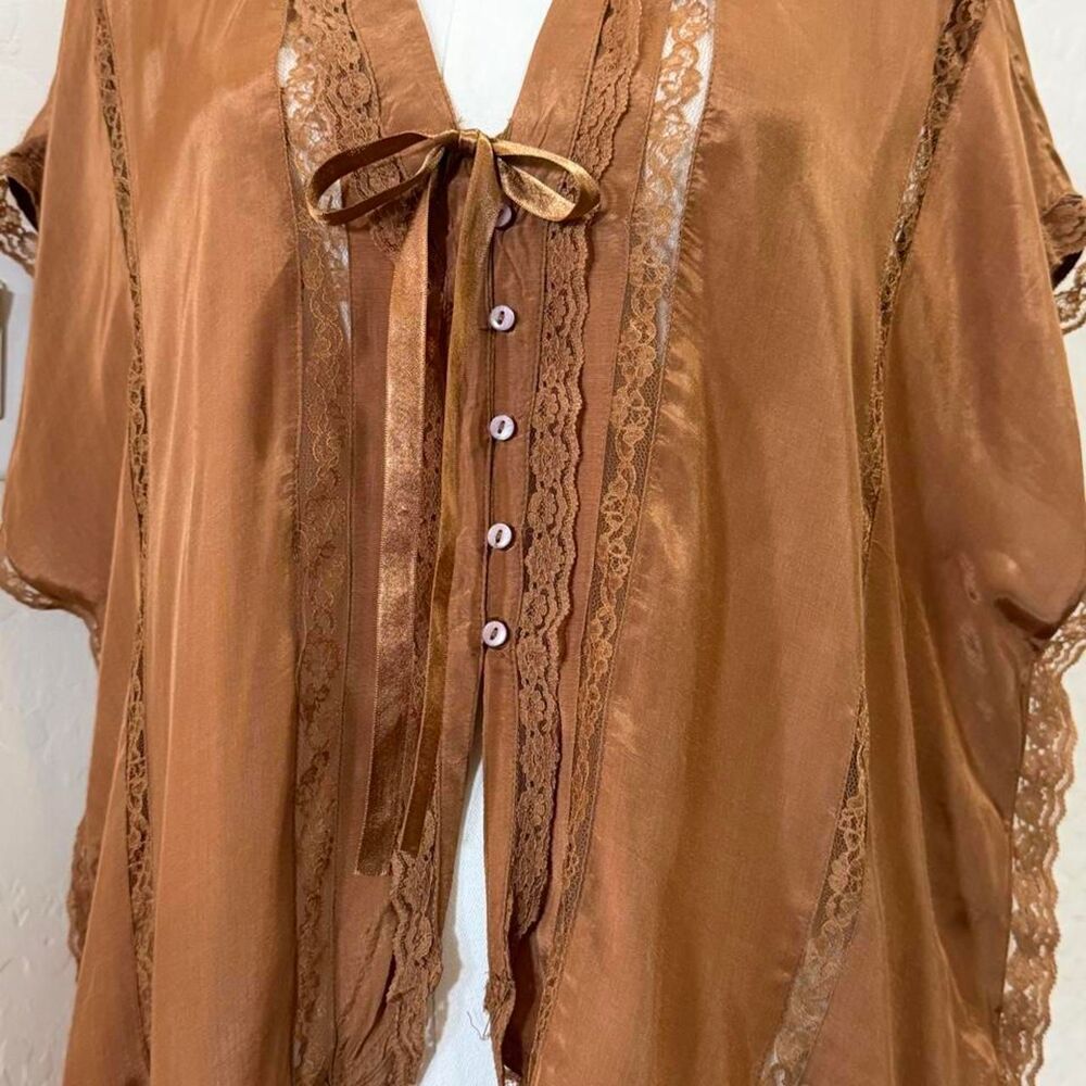 Free People Marigold Shine Lace Top Holiday Toffee L NWT Boho - Picture 2 of 7
